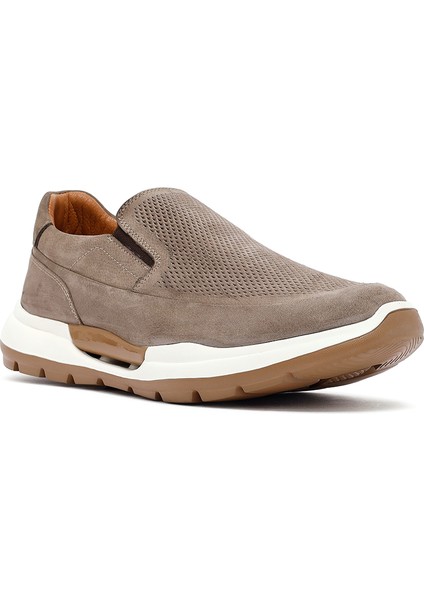 Erkek Vizon Kalın Tabanlı Nubuk Deri Comfort Loafer 25SFD6412V3