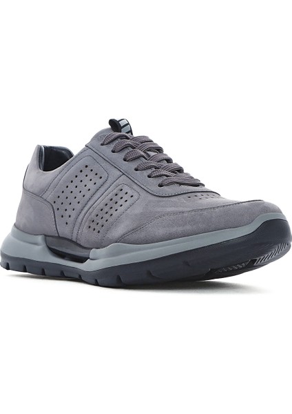 Erkek Gri Bağcıklı Nubuk Deri Sneaker 25SFD6413V3