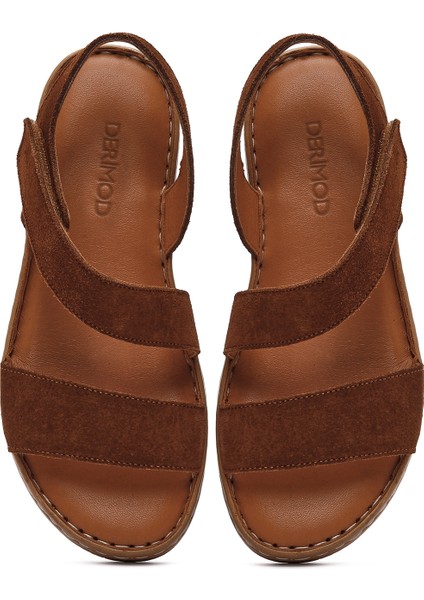 Kadın Taba Süet Deri Comfort Sandalet 25SFD340210