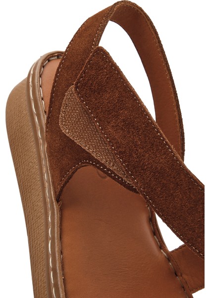 Kadın Taba Süet Deri Comfort Sandalet 25SFD340210