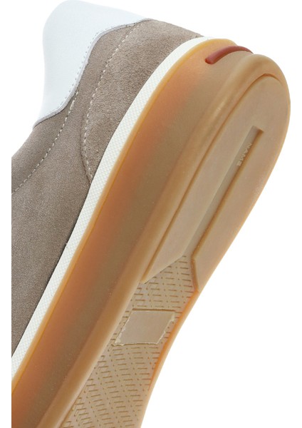Erkek Bej Bağcıklı Süet Deri Sneaker 25SFD641910