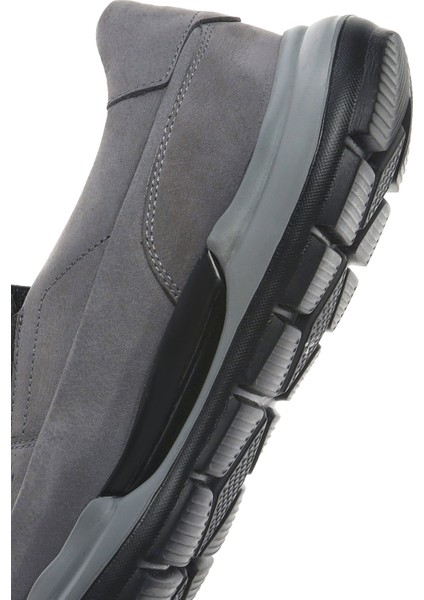 Erkek Gri Kalın Tabanlı Nubuk Deri Comfort Casual Ayakkabı 25SFD6412V3