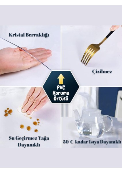 Şeffaf Dantelli Masa Örtüsü ve Koruyucu, Kalın, Premium, Kokusuz, Dayanıklı