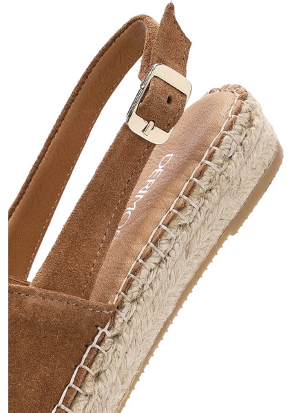 Kadın Taba Arkadan Bağlamalı Süet Deri Espadril 25SFD152810