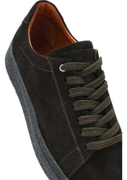 Erkek Haki Bağcıklı Süet Deri Sneaker 25SFD765010