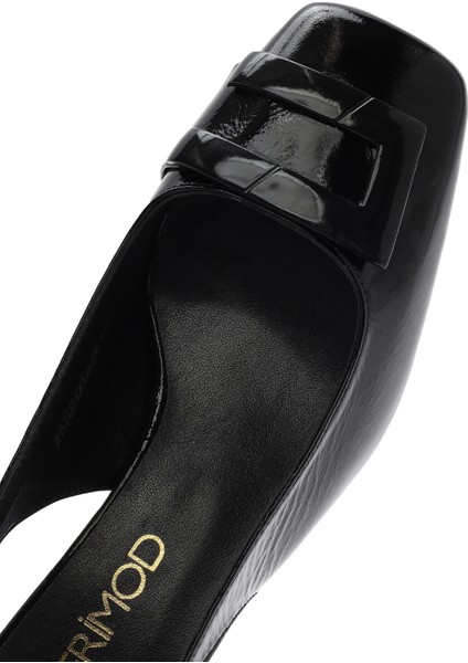 Kadın Siyah Arkadan Bağlamalı Deri Kalın Topuklu Ayakkabı 25SFD182616