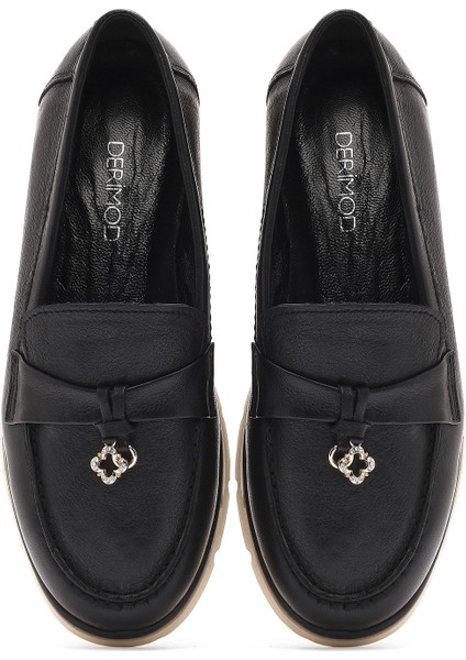 Kadın Siyah Deri Comfort Loafer 25SFD153618