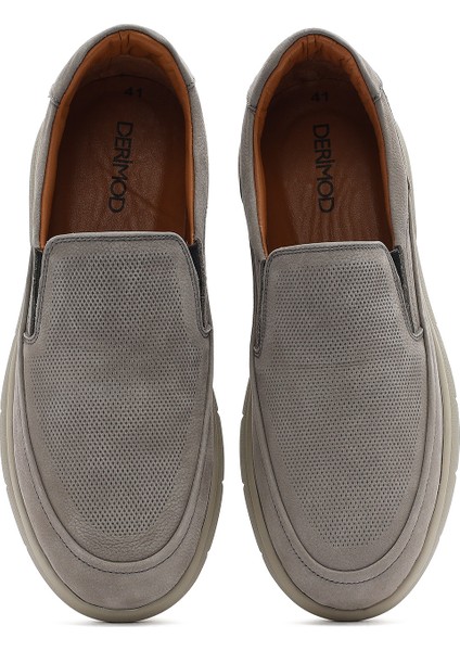 Erkek Gri Nubuk Deri Comfort Ayakkabı 25SFD7651V3