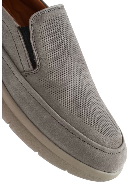 Erkek Gri Nubuk Deri Comfort Ayakkabı 25SFD7651V3
