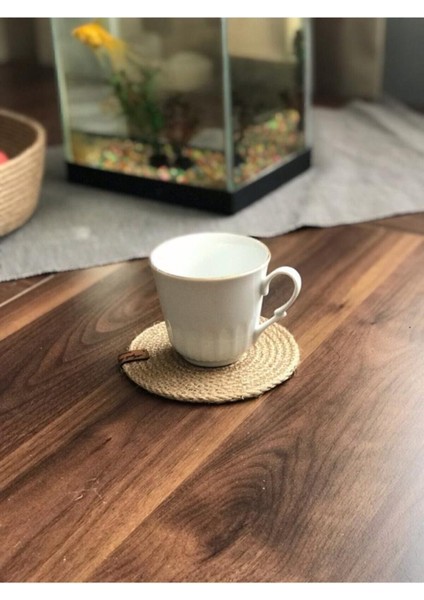 Doğal Hasır 4'lü Bardak Altlığı 12 Cm, Dekoratif ve El Yapımı
