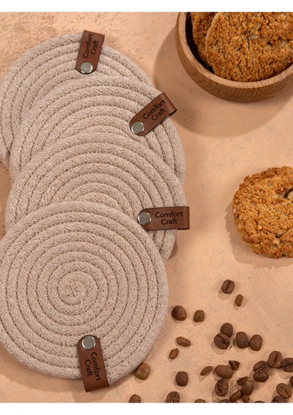 Bej Jüt Örme 4'lü Yanmaz Bardak Altlığı Seti, Şık ve Dayanıklı Tasarım modelleri