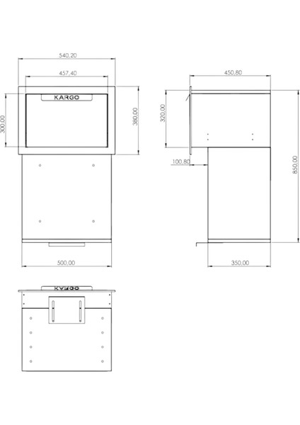 Tam Ankastre Kargo Teslim Kutusu (Antrasit Gri- Fıne Texture)