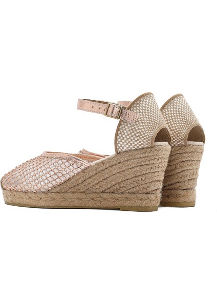 Kadın Altın Bilekten Tokalı Dolgu Topuklu Espadril Sandalet 25SFD207314