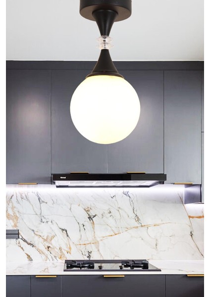 Siyah Beyaz Cam Kupa, Çocuk Odası, Mutfak ve Tavana Asma Avize