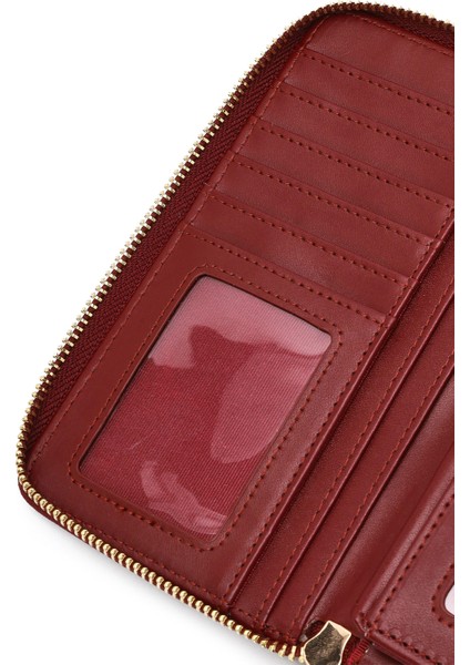 Kadın Bordo Baskılı Cüzdan 000A2D562618