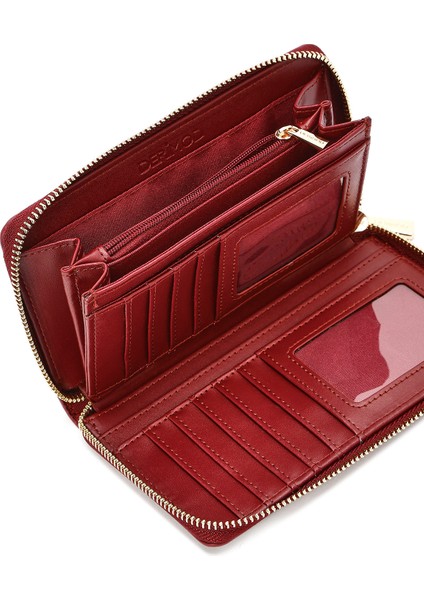 Kadın Bordo Baskılı Cüzdan 000A2D562618