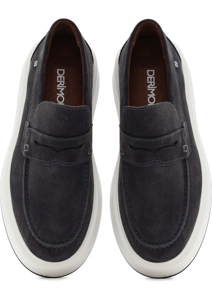 Erkek Gri Süet Deri Casual Loafer 25SFD707310