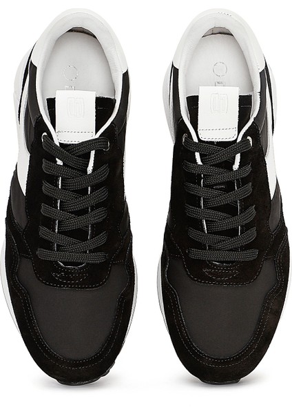 Erkek Siyah Bağcıklı Deri Sneaker 25SFD707414
