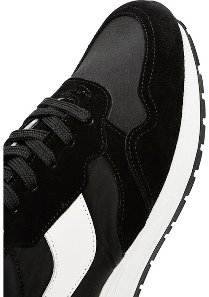 Erkek Siyah Bağcıklı Deri Sneaker 25SFD707414