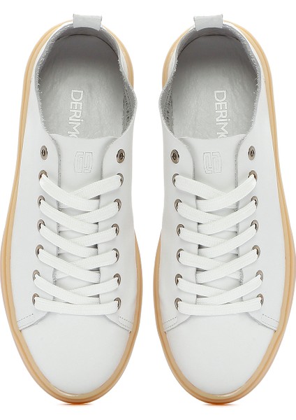 Erkek Beyaz Bağcıklı Deri Sneaker 25SFD707818