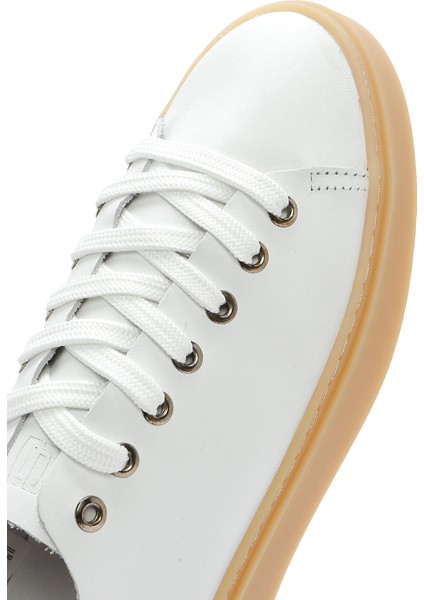 Erkek Beyaz Bağcıklı Deri Sneaker 25SFD707818