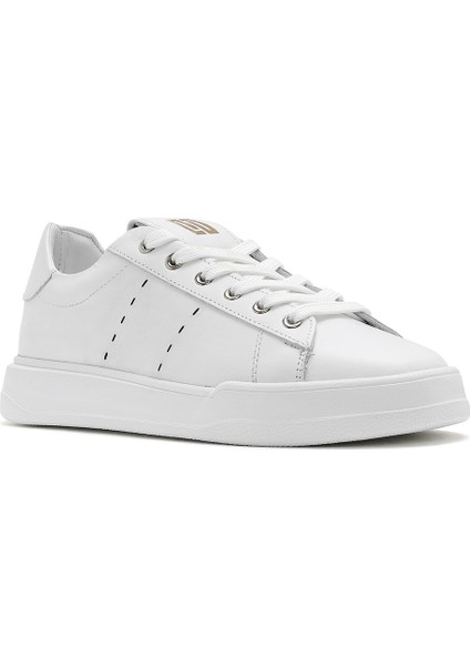 Erkek Beyaz Bağcıklı Deri Sneaker 25SFD707518