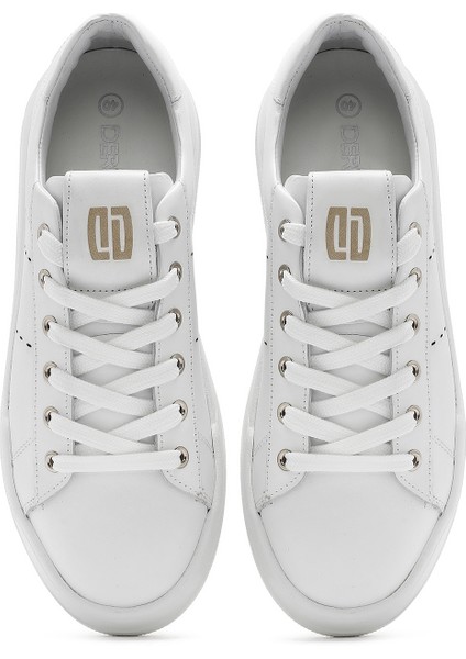 Erkek Beyaz Bağcıklı Deri Sneaker 25SFD707518