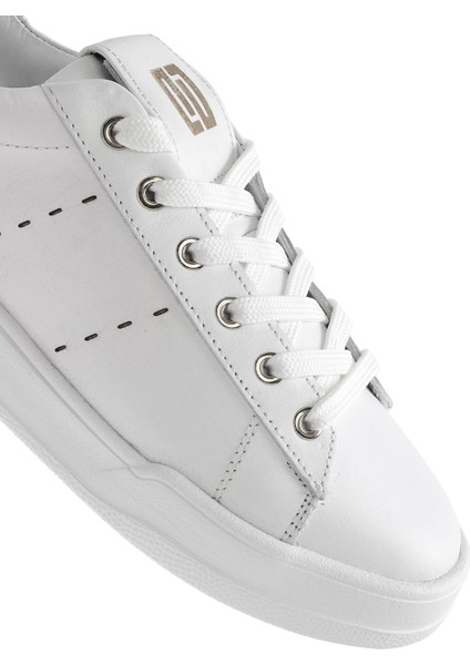 Erkek Beyaz Bağcıklı Deri Sneaker 25SFD707518