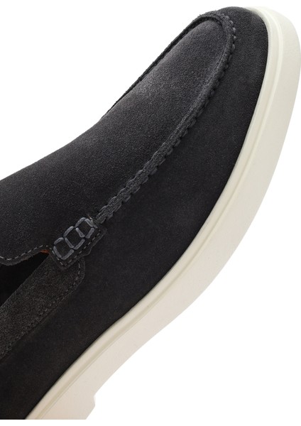 Erkek Gri Süet Deri Casual Loafer 25SFD707610