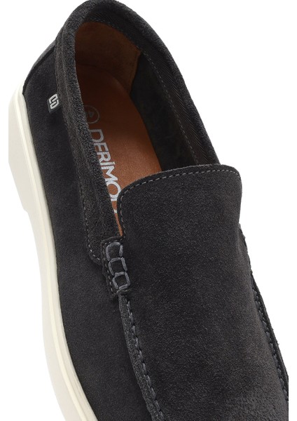 Erkek Gri Süet Deri Casual Loafer 25SFD707610
