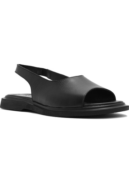 Kadın Siyah Deri Sandalet 25SFD363218