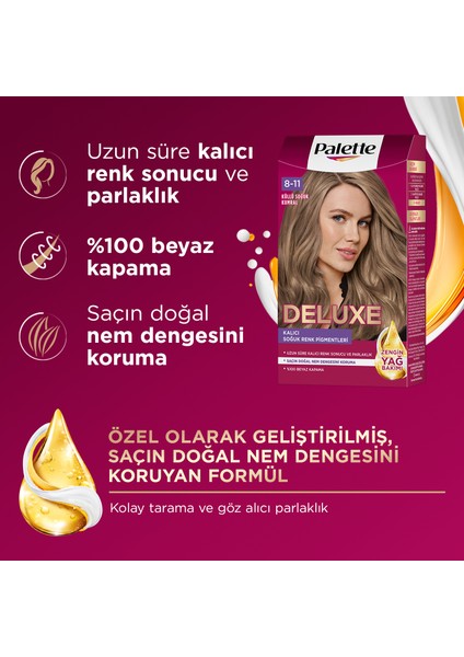 Deluxe 8-11 Küllü Soğuk Kumral Saç Boyası