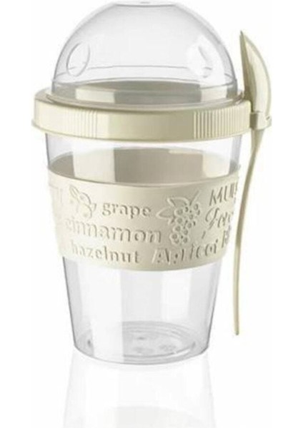 Beyaz ve Gri Renklerde 600 ml Take'n Go Yoğurt Kabı, Pratik Kullanım Sağlar.