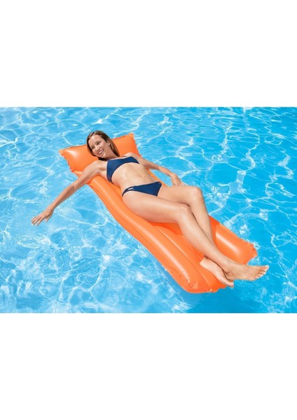 Turuncu Şişme Deniz Yatağı 183X69 Cm, Düz Renkli, Havuz ve Yazlık Keyfi
