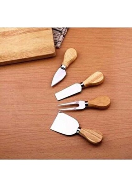 Bambu Saplı 4'lü Peynir ve Kesme Seti, Şık ve Pratik Servis Aracı