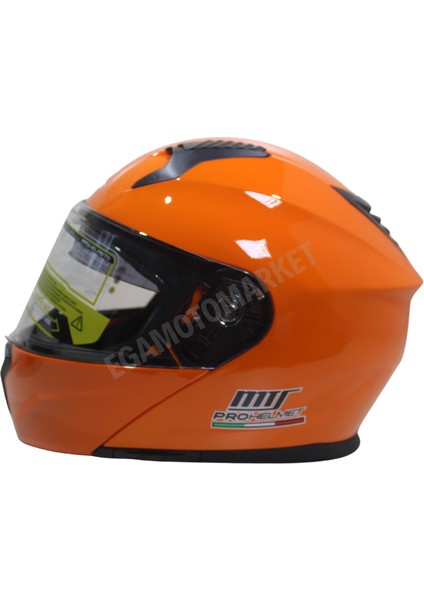 Mts Helmet M-966 Orange Çene Açılır Kask – Güneş Vizörlü, Ce L modelleri