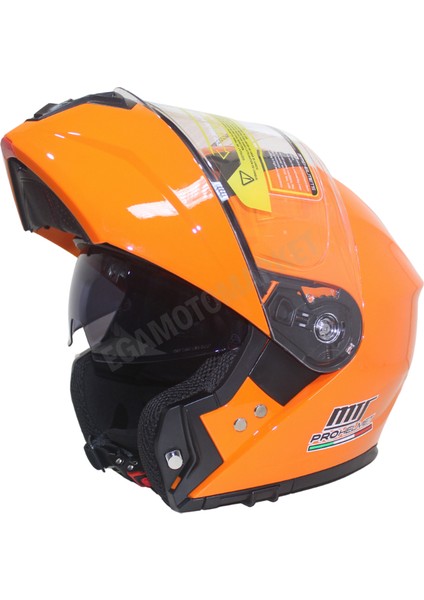 Mts Helmet M-966 Orange Çene Açılır Kask – Güneş Vizörlü, Ce L fırsatları
