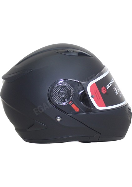 Night FF-868 Çene Açılır Kask Mat Siyah – Güneş Vizörlü, D