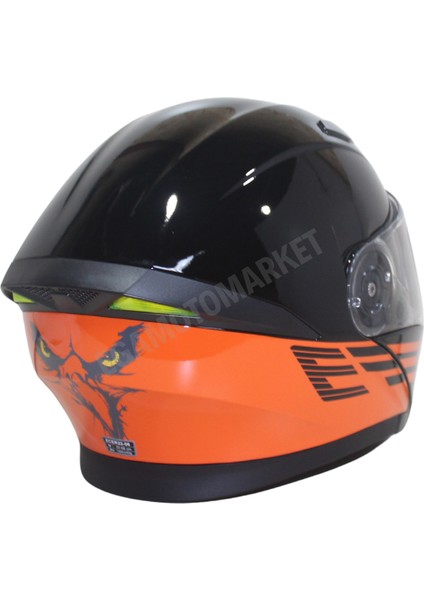 FR-965 EGO29 Glossy Flourosan Red Çene Açılır Kask – Siyah,turunc fırsatları