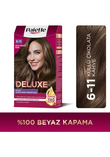 Deluxe Kalıcı Renkler 6-11 Küllü Çikolata Kahve Saç Boyası