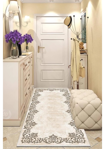 Yolluk Halı – Kaymaz Tabanlı, Yıkanabilir, Yumuşak Dokulu, Şık ve Dayanıklı Tasarım (Gugu Krem Yolluk)