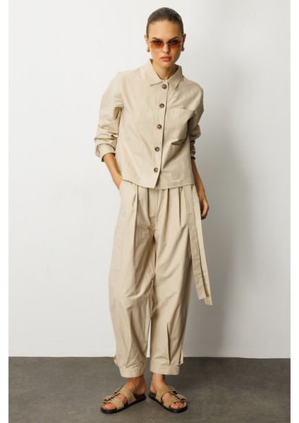 Kadın Gömlekli Kısa Paçalı Pantolon Takım