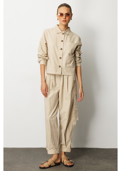 Kadın Gömlekli Kısa Paçalı Pantolon Takım modelleri