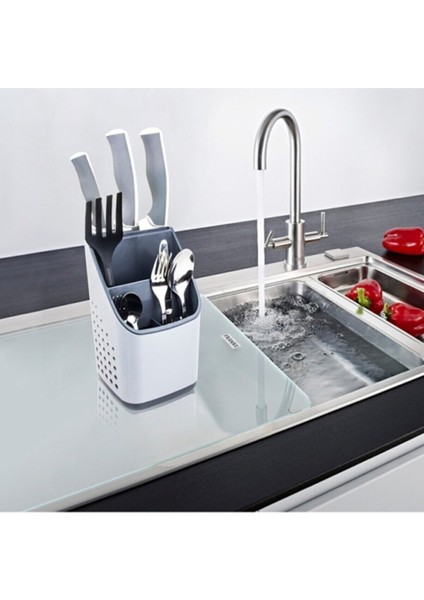 Gri Tezgah Üstü Şık Kaşıklık, Düzenli Mutfak Aksesuarı