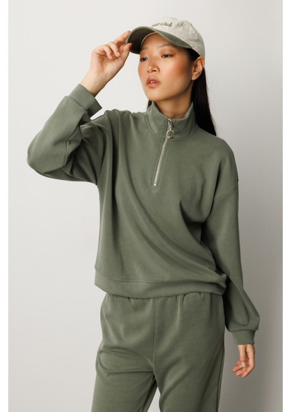 Kadın Modal Uzun Kollu Yarım Fermuarlı Bol Paça Takım fırsatları