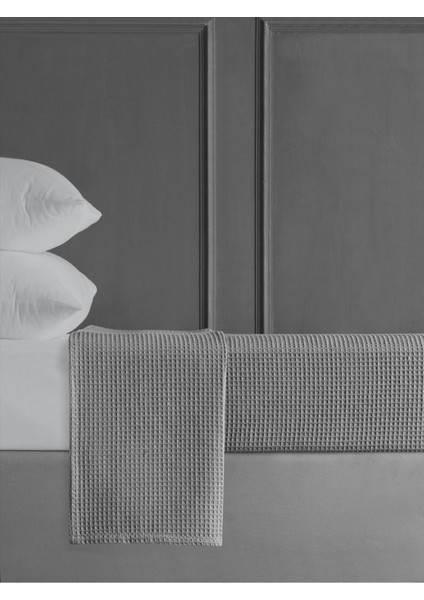 Antrasit Pamuklu Çift Kişilik Waffle Pike Yatak Örtüsü 200X230CM