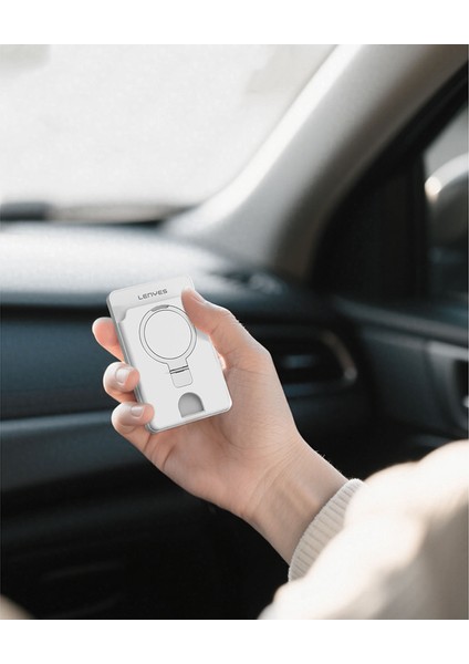 PW0006D Pd 20W Hızlı Şarj Özellikli Kartlıklı Standlı Wireless Powerbank 15W 5000MAH Beyaz indirimleri