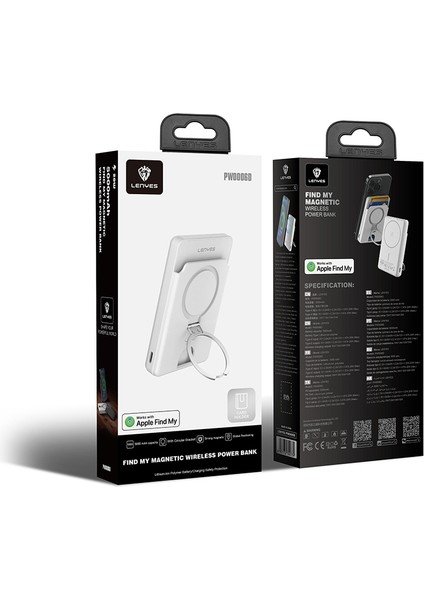 PW0006D Pd 20W Hızlı Şarj Özellikli Kartlıklı Standlı Wireless Powerbank 15W 5000MAH Beyaz