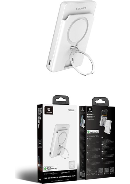 PW0006D Pd 20W Hızlı Şarj Özellikli Kartlıklı Standlı Wireless Powerbank 15W 5000MAH Beyaz