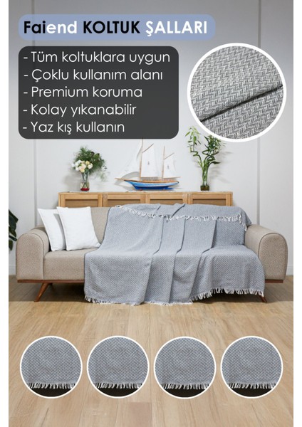Gri Pamuklu 180X200 cm Koltuk Örtüsü, Yıkanabilir ve Şık Tasarım. fiyatları
